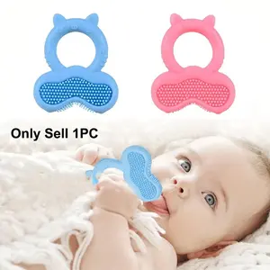 Baby Teether Ring, Newborn Silicone Teething Chew Toy, Cute Animal Shape Molar Stick, Frozen Soothing Teether, Safe & Durable Design, Sensory Teether