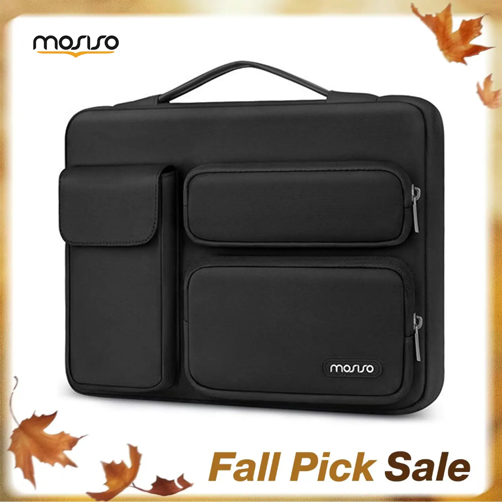 MOSISO Waterproof Laptop Sleeve - Polyester Multi-Functional Traveling Bag with 3-Pocket Quick Grab, Adjustable Handle, Shoulder & Trolley Straps for Office Use, Fits 13-17.3 Inch MacBook, Surface Pro, HP Omen, HP Pavilion, HP Stream