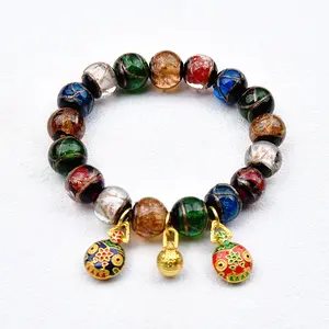 Lucky Glazed Glass Bead Bracelet - Pikuni Wealth Beast Design, Unisex Buddhist-Inspired Spiritual Mala, Loving Alloy Magnetic Clasp, Fortune Guardian Money-Attraction Christmas Gift