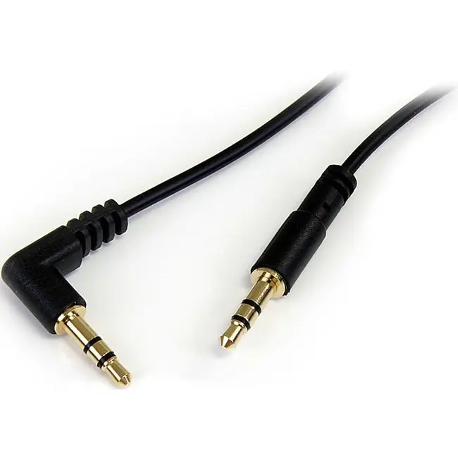 StarTech 1 ft Slim 3.5mm to Right Angle Stereo Audio Cable - M/M