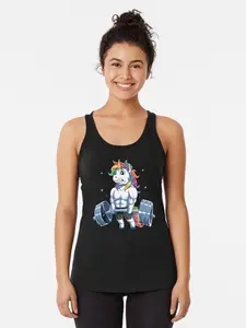 Unicorn Weightlifting T shirt Fitness Gym Deadlift Rainbow Gifts Party Men Women Racerback Tank Top