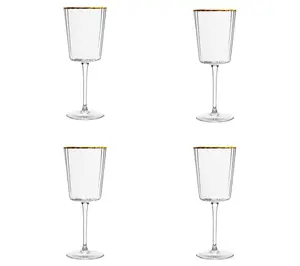 10 Strawberry Street Set of 4Grace Gold Rim RedWine