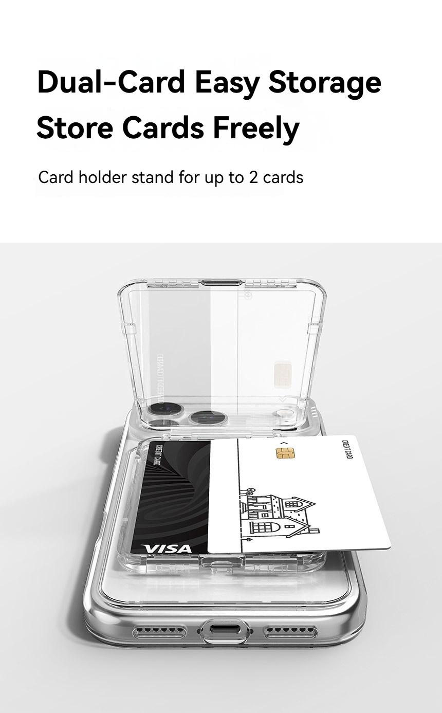 PC Transparent Foldable Flip Magnetic Card Holder Stand With ID & Card Storage