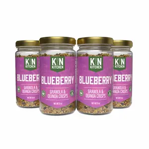 Kin Kitchen Blueberry Granola & Quinoa Crisps 4-Pack 8oz Jars Non-GMO Organic Snack with 5g Protein per Serving
