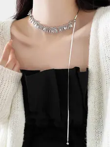 Elegant Wheat Sheaf Rhinestone Necklace, Adjustable Minimalist Choker, Unique Design Hanging Necklaces, Party Versatile Jewelry Gift, Exquisite Chain Jewelry, Dainty Choker Necklace