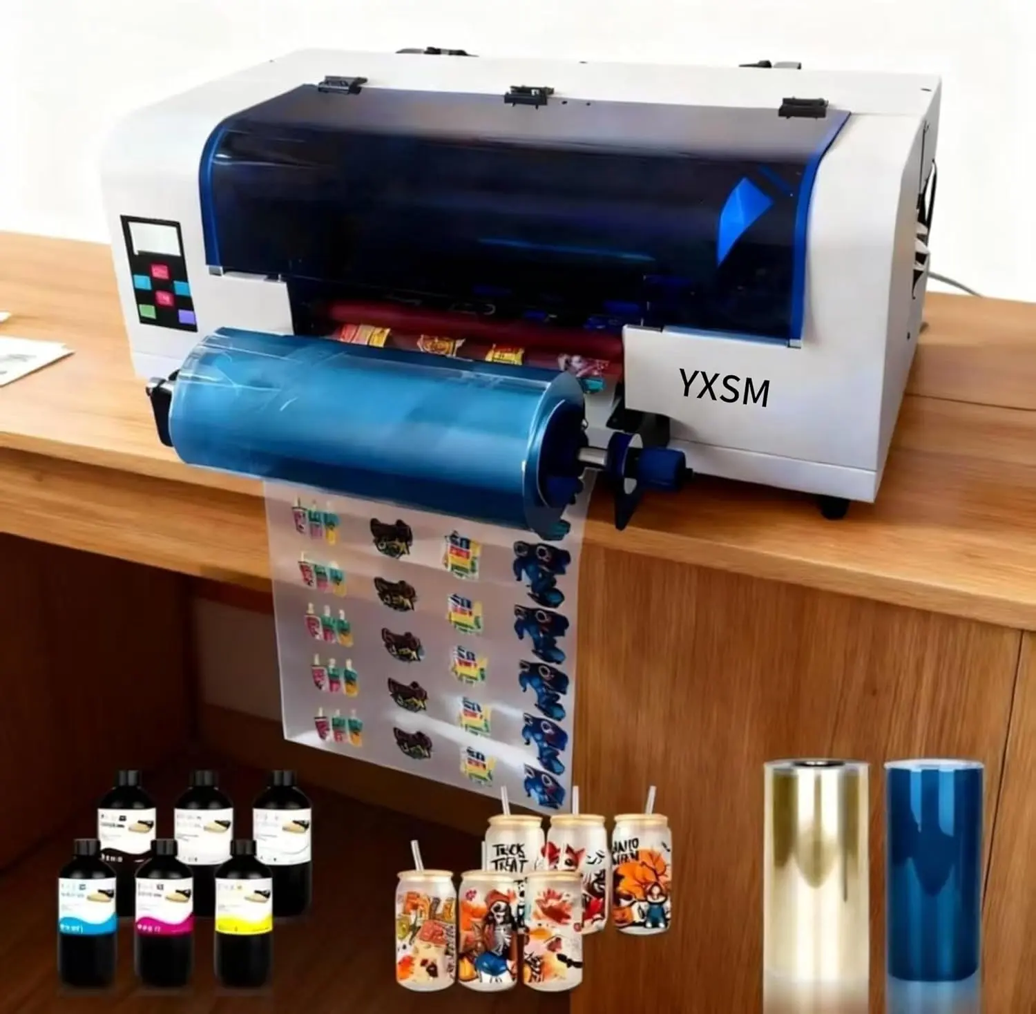 A3+ UV DTF Printer with AB Film and UV Ink | Automatic Laminating Auto Cleaning Coming with software ,6x500ml ink ,AB film rolls