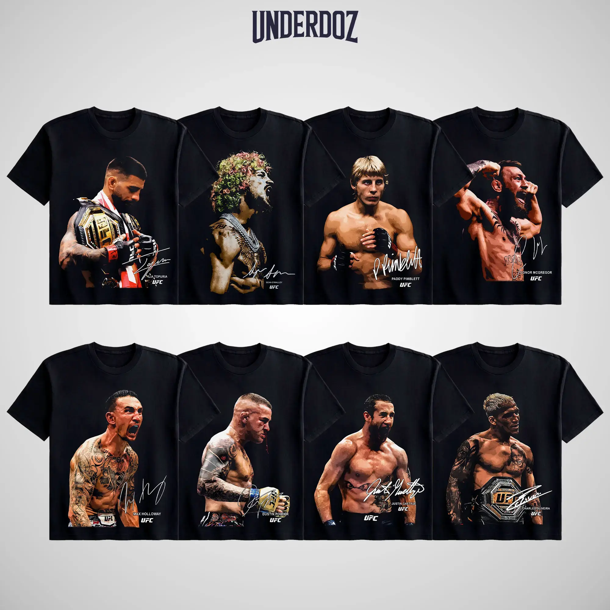 UFC Men's Fighters Collection Short-Sleeve T-Shirt - MMA Fan Apparel, UFC Soft Cotton Round Neck Unisex Streetwear Clothes, UFC MMA Vintage Casual Sweatshirts Crewneck Top for Champions