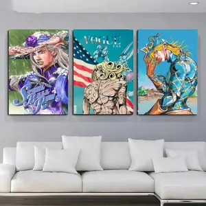 Set of 3 JoJo's Bizarre Adventure Joestar Poster Anime Lovers Canvas Art Print for Teen Fans Girls Boys Birthday Gifts Manga Picture High-Quality Wall Decoration