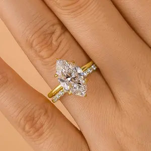 Louily Jewelry 3.0Carat Special Marquise Cut Wedding Ring Set, Engagement Ring for Women, 5A Cubic Zirconia Sterling Silver Wedding Ring for Daily, Travel, Party, Birthday