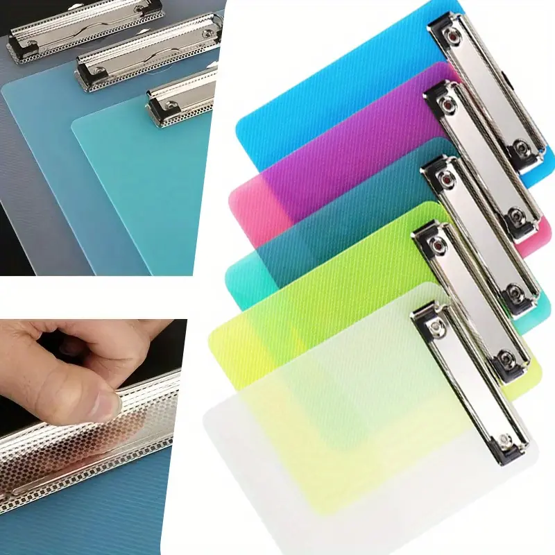 5 Pcs Pocket Paper Holder Clipboards - 4.7x7 Inches Plastic Body, A6 Paper Compatible, Colorful Set with Retractable Ring, Eco-Friendly, Ideal for Notes, Tickets, Textiles & Sewing Supplies