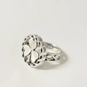 Sterling Silver 925 Three Leaf Clover Ring Jewelry
