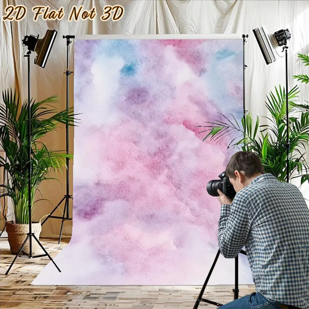 1PC Reusable Polyester Wall Hanging Backdrop Banner, Multicolor Pink-Blue 2D Flat Watercolor Gradient Art-Style Cloth, Photography Prop for Kids, Ideal for Birthday Event Shooting & Decoration