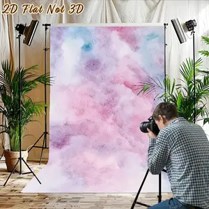 1PC,2D Flat Watercolor Gradient Dreamy Backdrop, Universal for Festival Event Shooting & Decoration, Pink Blue Gradient Art - style Background Cloth, Photography Prop for Kids & Adults, Scene De