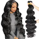 Body Wave Sew in Hair Extensions Quick Weave 30 32 Inch Brazilian Human Hair Bundles Raw Hair Salon Quality Body Wave Hair 1 3 4 Bundles 2x6 4x4 Lace Closure Outdoorfun