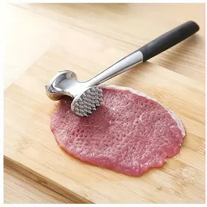Solid meat hammer, steak hammer, zinc alloy tendon breaker, kitchen tender meat beating tool, double-sided meat loosening hammer