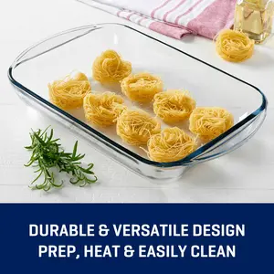 Glass 9" by 13" Baking Dish, 3 Quart Durable & Versatile Design, Prep, Heat & Easily Clean