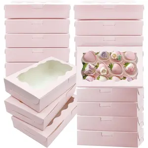 Cookie Boxes with Window  Bakery Boxes 7 x 4.3 x 1.5 Inch Takeout  Boxes for Cookies, Donuts, Pastry, Strawberries, Macarons(20PCS)