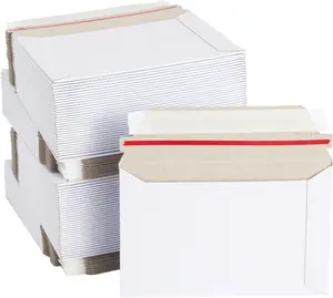 6.5 x 4.5 Rigid Mailers with Self Sealing Flap, Bulk Stay Flat Cardboard Envelopes for Shipping Postcards, Photos (White)