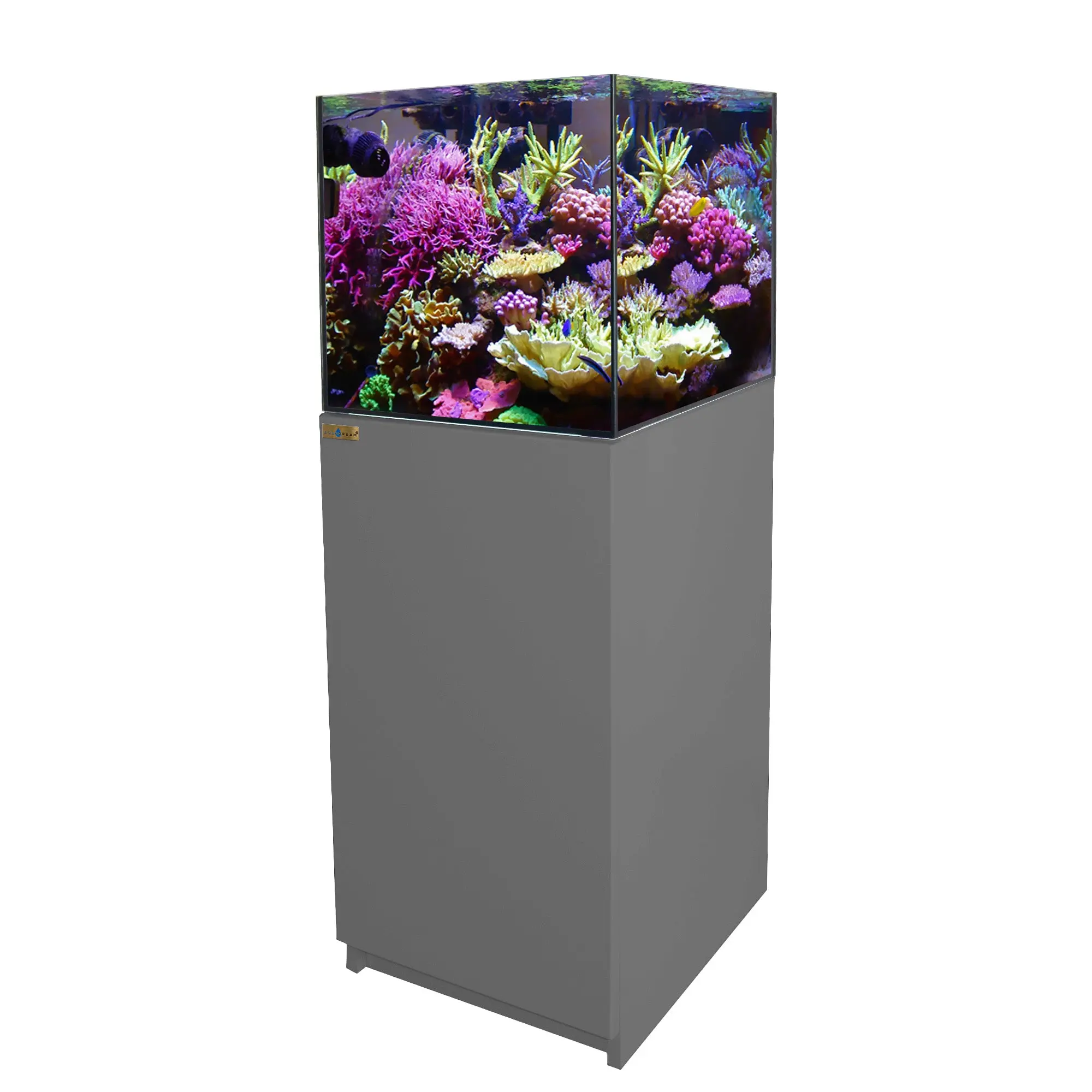 Aqua Dream 63 Gal UltraClear Glass Classic Coral Reef Fish Tank Complete Kit - Enclosure, Integrated Sump, Built-in Filtration System, Coral Care Video Guide, Power Supply, Freshwater Betta Compatibility