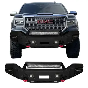 TIOYAR Steel Front Bumper Black Texture for 2016-2018 GMC Sierra 1500 with Winch Plate LED Lights 2 x D-Rings Off-Road Performance