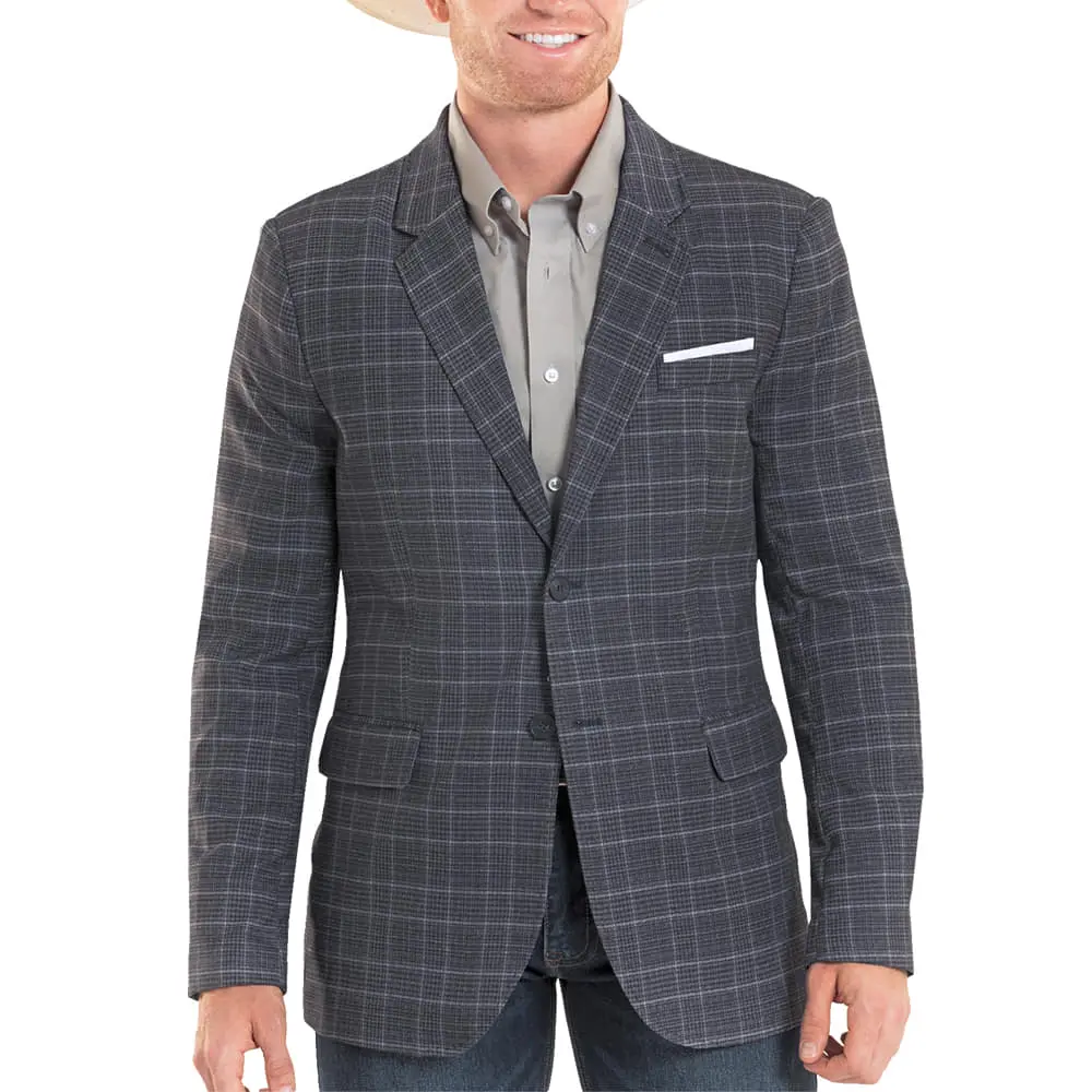 Rock & Roll Cowboy Men's Navy Plaid Sports Coat