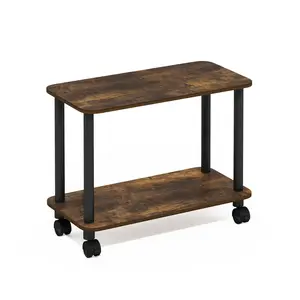 TURN-N-TUBE Side Table in Amber Pine with 2-tier storage, open shelf, rounded corners, perfect for bedrooms, living rooms, and small spaces