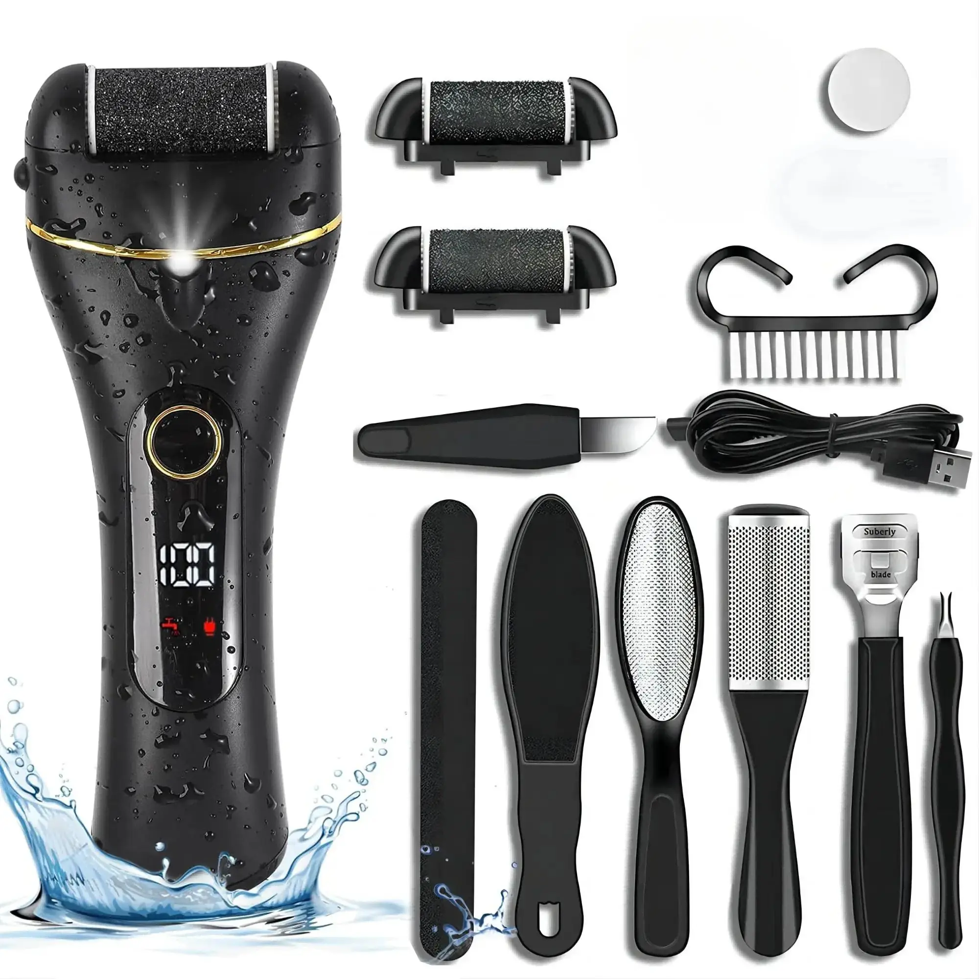 Charging and Washing Automatic Calluses Removal Machine for Household Use, 1 Set Electric Foot Callus Remover Kit, Charging and Repairing Foot Electric Tool for Winter Gift, Pedicure Care Tool, Cordless, Rechargeable Pedicure Tools