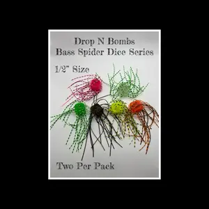 Drop N Bombs Bass Spider Dice Series 1/2" Size - 2 Per Pack for Enhanced Fishing Performance