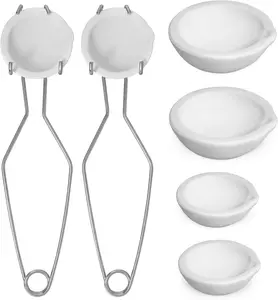 8Pcs Crucibles for Melting Metal Kit, Including 4 Ceramic Quartz Crucibles and 2 Upgraded and Enlarged Ceramic Quartz Crucibles, 2 Pcs Whipclip Handle 2a, Melting Metals Like Gold and Silver