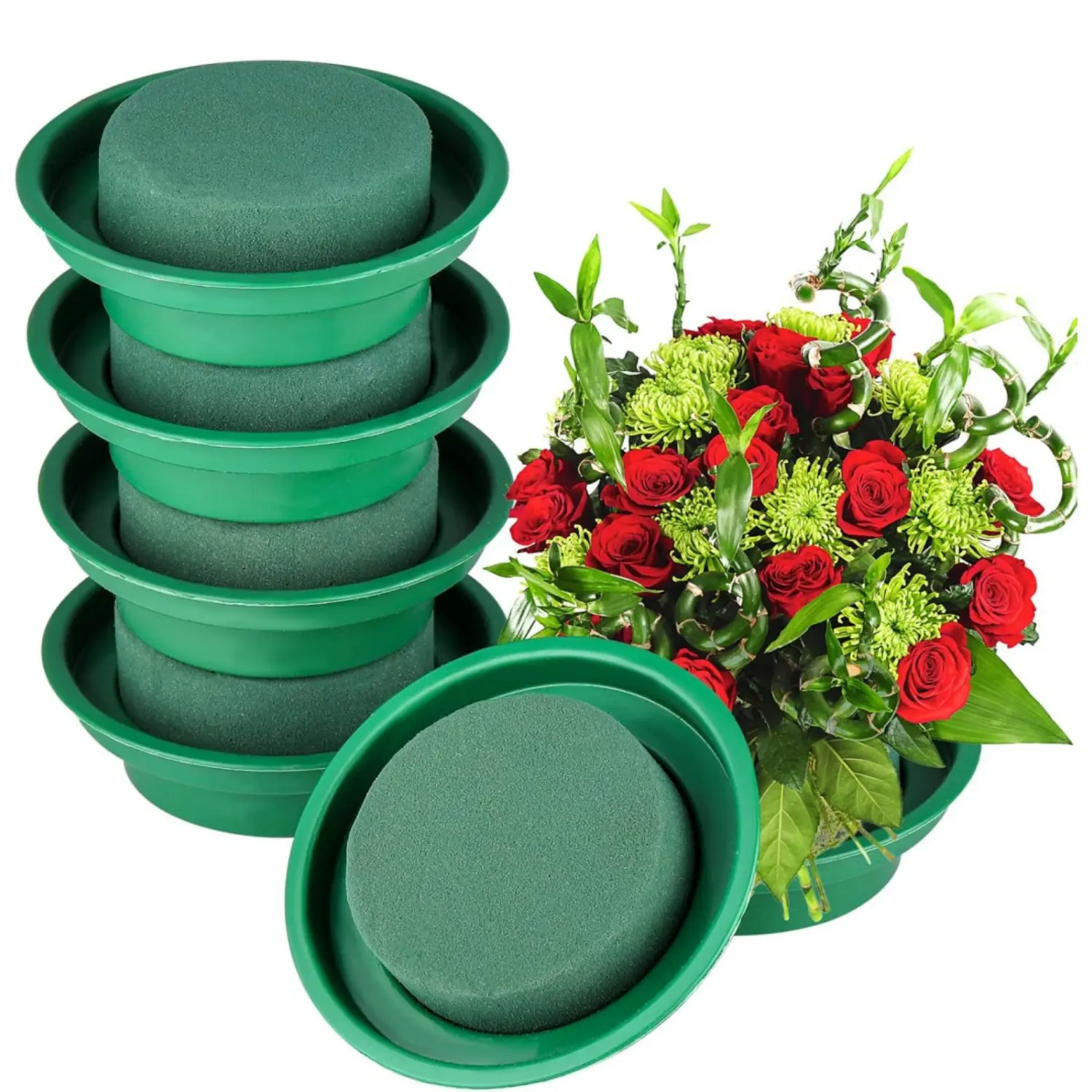 8 Pcs Green Floral Foam Rounds in Bowls DIY Flower Arrangement Kit for Fresh and Artificial Flowers, 4.7 Inch Diameter, Simple Style, Flower Foam  - Home Improvement.