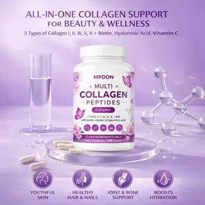 MPDON Multi Collagen Capsules for Women & Men 240Count I Types I II III V X Hydrolyzed Peptides with Biotin Hyaluronic Acid & Fat Soluble Vitamin C Complex Non GMO Filler Free Supplement - Edible