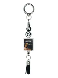 La Luna Blu Handbags Bride of Frankenstein Keychain, Gothic Bag Charm w/Skull, Spiral Beads & Tassel, Spooky  Dark Alt Accessory, Universal Monsters Fan Gift