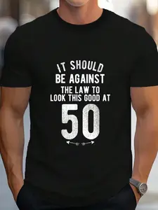100% Cotton Funny 50th Birthday Gag Gift Idea 50 Year Old Joke Saying T-Shirt Women's Men's Graphic Tee Crew Neck summer vacation Tops