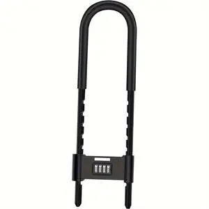 16 Inch 4-digit Password Combination U-shaped Lock, Adjustable Buckle Long Padlock for Bicycle, Glass Door, Shed Fence