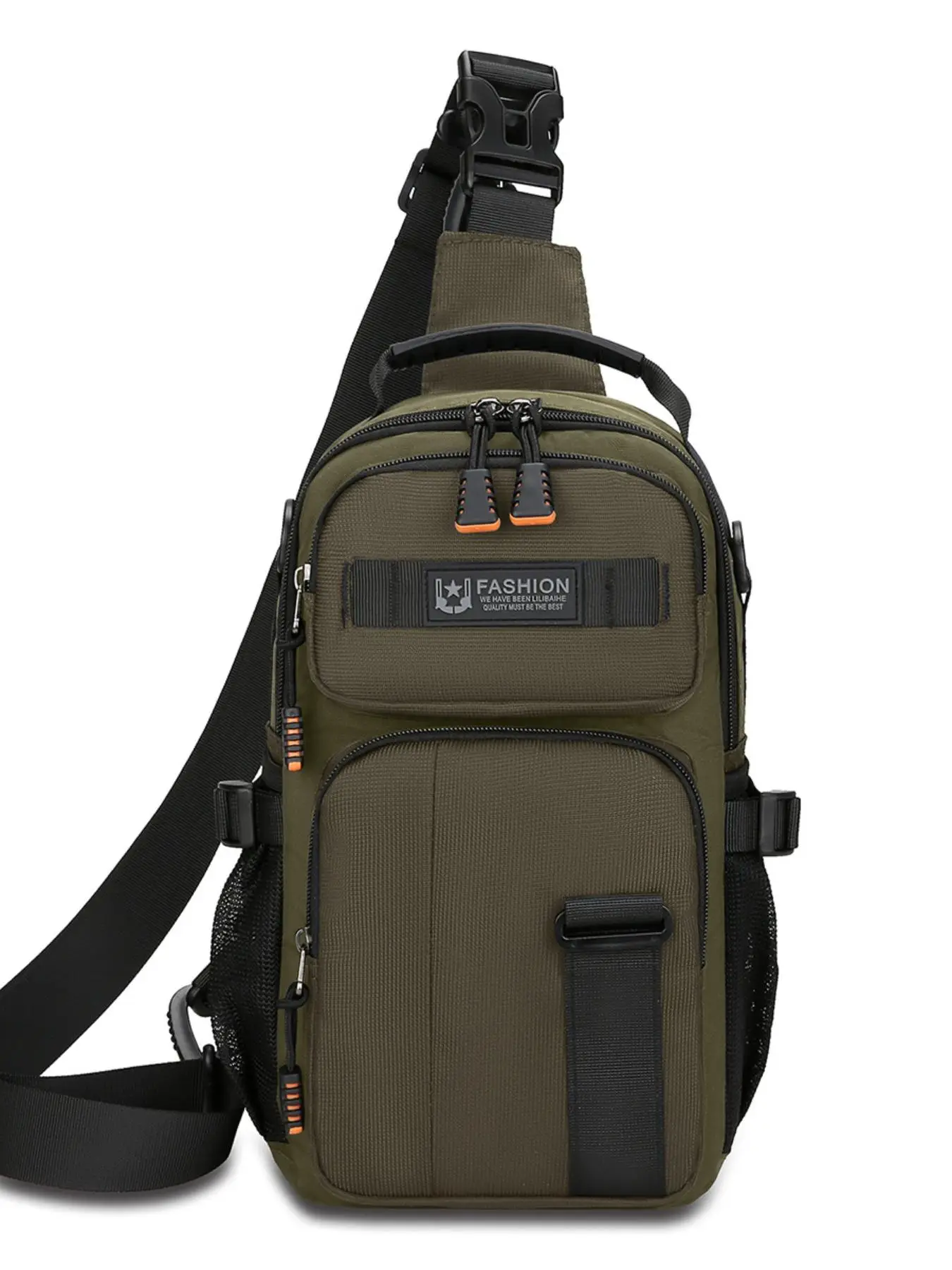 Men's Casual Plain Durable Zipper Belt Bag, Multi-pocket Wear-resistant Commuting Chest Bag, Fashionable Outdoor Cycling Waist Bag Tactical Pack Carri