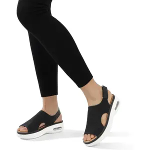 Rose Remy Women's Comfortable Air Cushion Support Walking Sandals Breathable Knit Slingback Platform Shoes