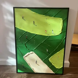 Green Golf Poster _ Modern Palette Knife Art_ Modern Golfer Wall Art _ Putting Green Print _ Vintage Style Golf Decor