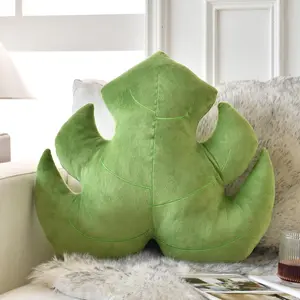 Cute Decorative Throw Plant Pillow Aesthetic Nature Decor Leaf Shaped Pillow for Bed Couch Perfect for Bedroom Living Room Light Green 15 Inches
