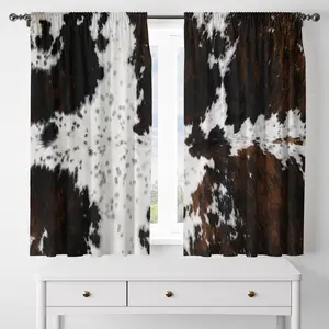 Cow Print Curtain, 2 Counts/set Casual Cute Style Machine Washable Curtain, Breathable Window Curtain for Home Decoration, Bedroom Decoration, Kitchen Decoration