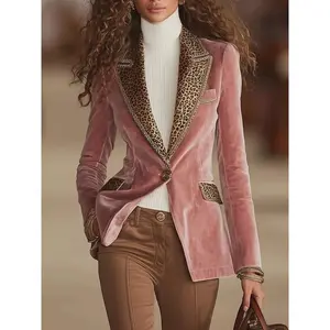 2025 new long-sleeved solid color patchwork lace gold velvet jacket parijan outfits