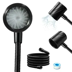 Durable 360° Ring Shower Head, Handheld Large Flow Hole with Free Standard Hose,Easy Installation Men's Shower Head