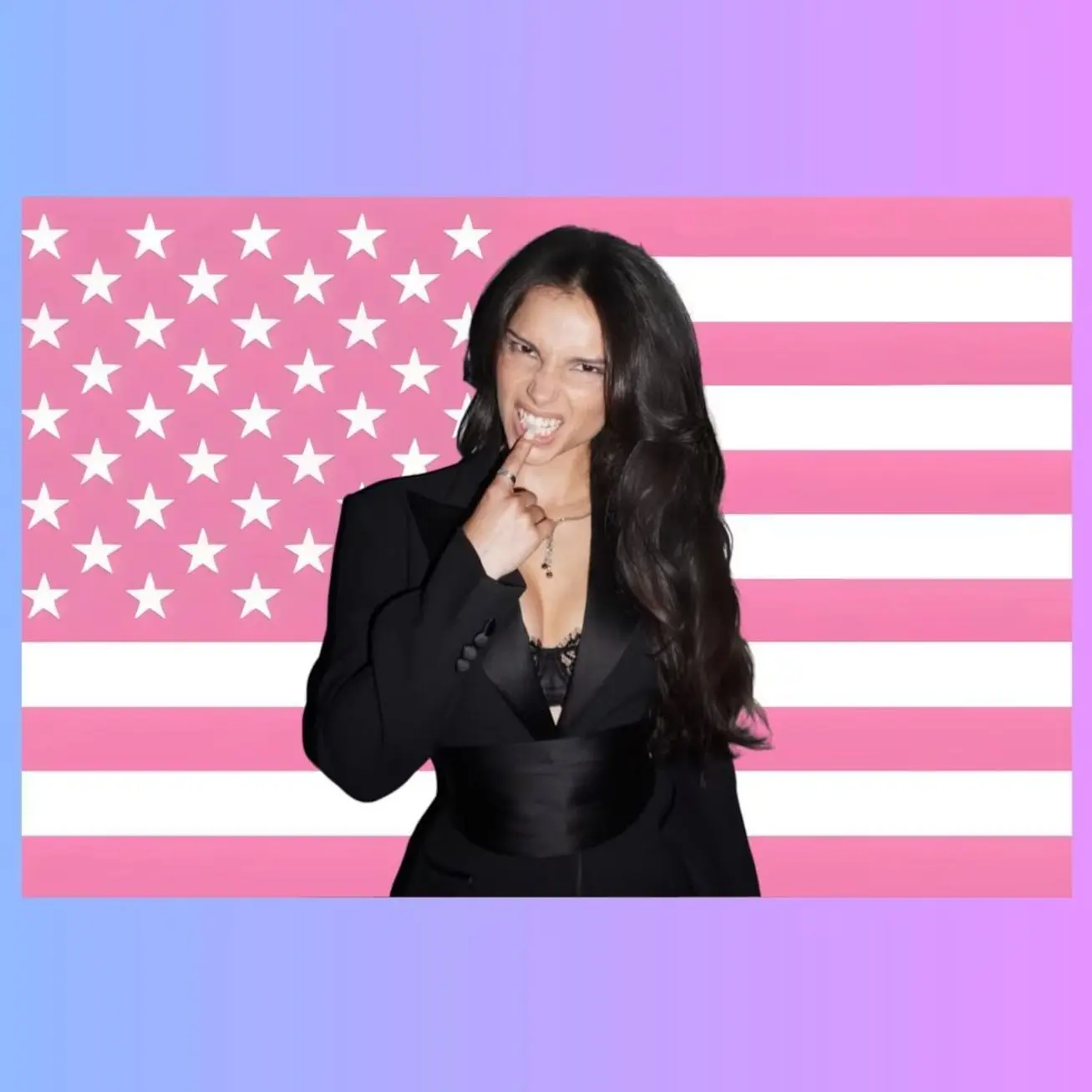 Inde Navarrette Pink Flag Tapestry | Hollywood Actress Fan Decor | TV & Movie Wall Art | Aesthetic Dorm Room Decor