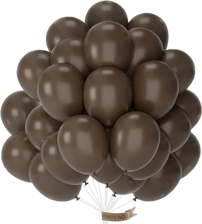 PartyWoo 50 pcs Solid 12in Round Thick Dark Brown Rubber Latex Balloons, Floatable Helium-Ready Boho Coffee Neutral, for Fall Wedding Decor, Balloon Arch Backdrop, Happy Birthday, Anniversary Supplies