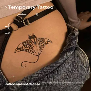 1pc Manta Ray Herb Juice Temporary Tattoo, Waterproof Sexy Back Tattoo for Halloween Party, Y2K Fake Tattoo for Men and Women