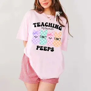 Teacher Easter Sweatshirt, Teaching My Favorite Peeps Shirt, Cute School Tee, Easter Gift For Teacher, Happy Easter Top, Bunny Teach Outfit 8