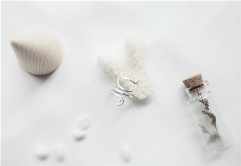 S925 Silver Personalized Winding Brushed Cute Cat Ring