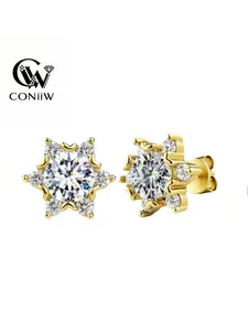 0.5-1 Carat Moissanite Snowflake Earrings, Ear Studs, S925 Silver Jewelry, Fashion Gift for Men & Women, Birthday, Valentine's Day, Mother's Day