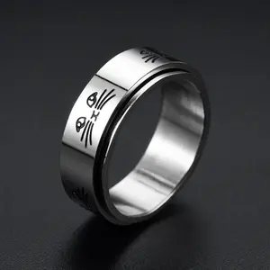 Hollow out cat Animal Stainless Steel Anti Stress Ring For Girl Anxiety Relief Spinning Knuckle Ring Fidget Metal Spinner Anillo