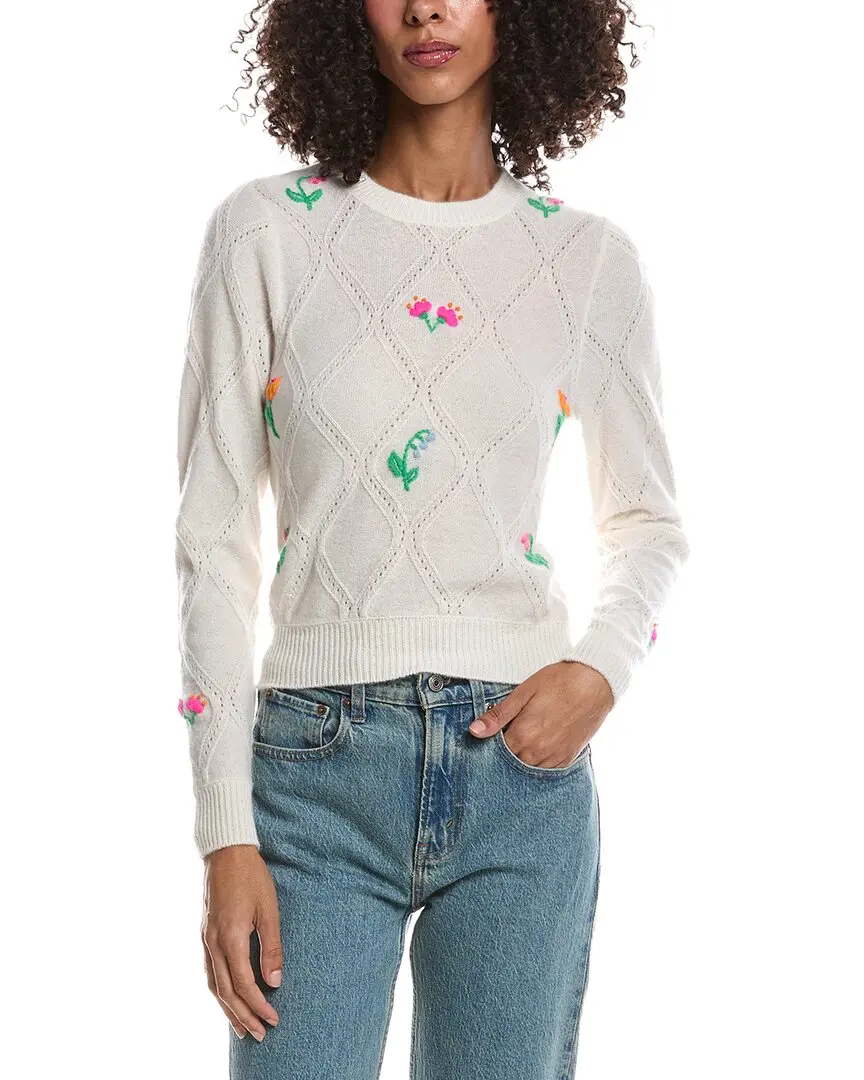 Brodie Cashmere Lightweight Floral Cashmere Sweater
