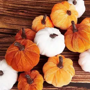6pcs Halloween Pumpkin Decorations, Colorful Fabric Pumpkins for Thanksgiving & Christmas, Festive Seasonal Home Decoration